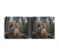 STVNKML Rainforest Parrot Leather Bifold Wallet with 2 Hidden Pockets 6 Card Slots Slim Wallets for Cash, Cards, And ID, Squirrel, One Size, Modern