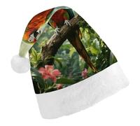 STVNKML Rainforest Parrot Santa Hat for Adults Christmas Hat Xmas Santa Hats Cap for Costumes Holiday Party Supplies