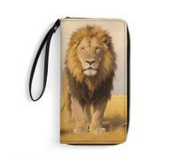 STVNKML Rainforest Parrot Womens Wallet Leather Coin Purse Clutch Wristlet Travel Long Wallets Card Organizer, Sheep Lion, 19.7x10.5cm