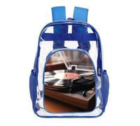 STVNKML Record Player Clear Backpack Heavy Duty PVC Transparent Bag, Blue