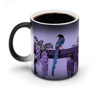 STVNKML Red-billed Blue Magpie Color Changing Mug 11oz Heat Activated Coffee Mug Novelty Cup with Funny Designs Magic Ceramic Mugs for Christmas Gift Birthday Wedding