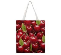 STVNKML Red Cherries Canvas Tote Bag for Women Cute Stylish Shoulder Bag Reusable Shopping Bags for Daily