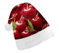 STVNKML Red Cherries Santa Hat for Adults Christmas Hat Xmas Santa Hats Cap for Costumes Holiday Party Supplies