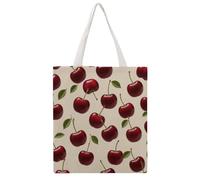 STVNKML Red Cherry Canvas Tote Bag for Women Cute Stylish Shoulder Bag Reusable Shopping Bags for Daily