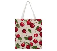 STVNKML Red Cherry Pattern Canvas Tote Bag for Women Cute Stylish Shoulder Bag Reusable Shopping Bags for Daily