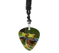 STVNKML Red Eyed Tree Frog Guitar Pick Holder Necklace Stainless Steel Music Pendant with Adjustable 60cm Cord Functional Jewelry for Guitarists & Music Lovers, Unisex Hip Hop Punk Accessory