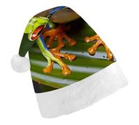 STVNKML Red Eyed Tree Frog Santa Hat for Adults Christmas Hat Xmas Santa Hats Cap for Costumes Holiday Party Supplies