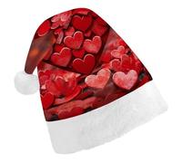 STVNKML Red Hearts Love Santa Hat for Adults Christmas Hat Xmas Santa Hats Cap for Costumes Holiday Party Supplies
