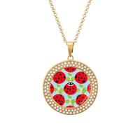 STVNKML Red Ladybug Pattern Necklace for Women Circle Pendant Jewelry Necklaces Fashion Diamond Disc Charm Choker Necklace for Anniversary, Valentines Day, Christmas Gift for Mom Wife, One Size, Zinc