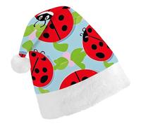STVNKML Red Ladybug Pattern Santa Hat for Adults Christmas Hat Xmas Santa Hats Cap for Costumes Holiday Party Supplies