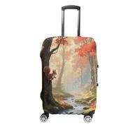 STVNKML Red - Leaf Forest Creek Suitcase Covers for Luggage - Elastic Luggage Cover Protector, Double-sided Washable Suitcases Sleeve for 19-32 Inch Luggage, white, M, Red - Leaf Forest Creek
