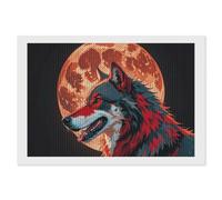STVNKML Red Moon Outdoor Wolf 5D Diamond Painting Kit for Adults