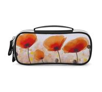 STVNKML Red Poppy Flowers Pencil Case - PU Leather Pencil Bag Multifunctional Zipper Pouch Bags Small Makeup & Stationery Organizer for Office, Travel, Men & Women (8.3x4.3x1.8in