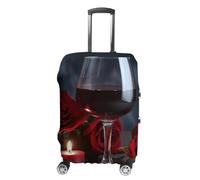STVNKML Red Wine Rose And Candle Suitcase Covers for Luggage - Elastic Luggage Cover Protector, Double-sided Washable Suitcases Sleeve for 19-32 Inch Luggage, white, L, Red Wine Rose and Candle