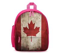 STVNKML Retro Canada Flag Backpack 12.6 Inch Casual Daypack with Multi-Pockets BookBag for Daily Essentials, Pink, One Size