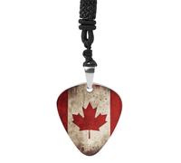 STVNKML Retro Canada Flag Guitar Pick Holder Necklace Stainless Steel Music Pendant with Adjustable 60cm Cord Functional Jewelry for Guitarists & Music Lovers, Unisex Hip Hop Punk Accessory