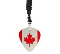 STVNKML Retro Canada Flag Pattern Guitar Pick Holder Necklace Stainless Steel Music Pendant with Adjustable 60cm Cord Functional Jewelry for Guitarists & Music Lovers, Unisex Hip Hop Punk Accessory