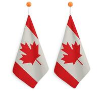 STVNKML Retro Canada Flag Pattern Hand Towels for Bathroom - 2PCS Kitchen Towels Super Absorbent & Fast Drying Dish Towels Microfiber Cleaning Rags with Hanging Loop - Kitchen Bathroom Essentials