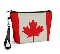 STVNKML Retro Canada Flag Pattern Travel Makeup Bag Large Capacity Toiletry Bag with Handle - Waterproof PU Leather Cosmetic Organizer Bags