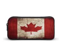 STVNKML Retro Canada Flag Pencil Case - Large Aesthetic Makeup Bag Multi-Purpose Pencil Pouch Cute Cosmetic Bag with Zipper Closure for Office, Home, Study & Travel