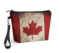 STVNKML Retro Canada Flag Travel Makeup Bag Large Capacity Toiletry Bag with Handle - Waterproof PU Leather Cosmetic Organizer Bags