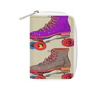 STVNKML Retro Colorful Roller Skates Leather Card Bag Portable Coin Wallet Mini Change Holder Coin Pocket PU Wallet Card Wallets Clutch Bags for Women Men, style, 16x11.5cm
