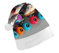 STVNKML Retro Roller Skates Colorful Santa Hat for Adults Christmas Hat Xmas Santa Hats Cap for Costumes Holiday Party Supplies