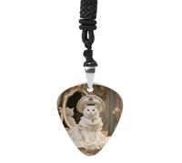 STVNKML Rococo Cat Guitar Pick Holder Necklace Stainless Steel Music Pendant with Adjustable 60cm Cord Functional Jewelry for Guitarists & Music Lovers, Unisex Hip Hop Punk Accessory