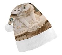 STVNKML Rococo Cat Santa Hat for Adults Christmas Hat Xmas Santa Hats Cap for Costumes Holiday Party Supplies