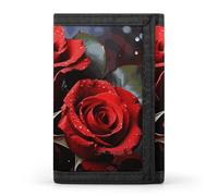 STVNKML Romantic Red Roses Wallet Men's Trifold Wallet And Coin Pocket Slim Card Holder Wallet for Men Money Clip