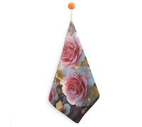 STVNKML Rose Flower Wildflowers Hand Towels for Bathroom - 1PCS Kitchen Towels Super Absorbent & Fast Drying Dish Towels Microfiber Cleaning Rags with Hanging Loop - Kitchen Bathroom Essentials