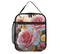 STVNKML Rose Flower Wildflowers Insulated Lunch Bag for Work - Leakproof Lunch Tote with Removable Clasp, Large Capacity Cooler Bag for Office, Picnic & Camping