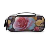 STVNKML Rose Flower Wildflowers Pencil Case - PU Leather Pencil Bag Multifunctional Zipper Pouch Bags Small Makeup & Stationery Organizer for Office, Travel, Men & Women (8.3x4.3x1.8in