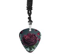 STVNKML Rose Gothic Guitar Pick Holder Necklace Stainless Steel Music Pendant with Adjustable 60cm Cord Functional Jewelry for Guitarists & Music Lovers, Unisex Hip Hop Punk Accessory