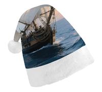 STVNKML Sailing Ship Santa Hat for Adults Christmas Hat Xmas Santa Hats Cap for Costumes Holiday Party Supplies