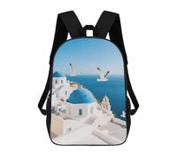 STVNKML Santorini Greek Island Backpack Laptop Backpacks for Men Travel Hiking Daypack Casual Back Pack