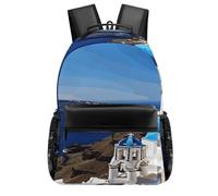 STVNKML Santorini Greek Island Sea View Backpack Laptop Backpacks for Men Travel Hiking Daypack Casual Back Pack 16.5in