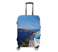 STVNKML Santorini Greek Island Sea View Suitcase Covers for Luggage - Elastic Luggage Cover Protector, Double-sided Washable Suitcases Sleeve for 19-32 Inch Luggage, white, XL, Santorini Greek Island