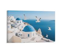 STVNKML Santorini Greek Island Wall Art for Living Room Boho Decor