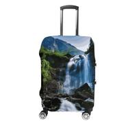 STVNKML Scenic Mountain Waterfall Suitcase Covers for Luggage - Elastic Luggage Cover Protector, Double-sided Washable Suitcases Sleeve for 19-32 Inch Luggage, white, Small, Scenic Mountain Waterfall