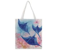 STVNKML Sea Animals Stingrays Canvas Tote Bag for Women Cute Stylish Shoulder Bag Reusable Shopping Bags for Daily