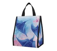 STVNKML Sea Animals Stingrays Reusable Insulated Lunch Bag 9L Foldable Cooler Bag with Aluminum Foil Liner Washable Leakproof & Lightweight Lunch Tote for Work Picnic Beach Gym