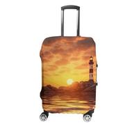 STVNKML Sea Lighthouse in Sunset Suitcase Covers for Luggage - Elastic Luggage Cover Protector, Double-sided Washable Suitcases Sleeve for 19-32 Inch Luggage, white, L, Sea Lighthouse in Sunset