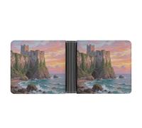 STVNKML Sea - Side Castle Leather Bifold Wallet with 2 Hidden Pockets 6 Card Slots Slim Wallets for Cash, Cards, And ID