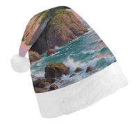 STVNKML Sea - Side Castle Santa Hat for Adults Christmas Hat Xmas Santa Hats Cap for Costumes Holiday Party Supplies