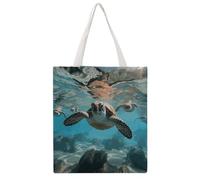 STVNKML Sea Turtle Canvas Tote Bag for Women Cute Stylish Shoulder Bag Reusable Shopping Bags for Daily