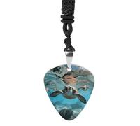 STVNKML Sea Turtle Guitar Pick Holder Necklace Stainless Steel Music Pendant with Adjustable 60cm Cord Functional Jewelry for Guitarists & Music Lovers, Unisex Hip Hop Punk Accessory