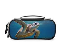 STVNKML Sea Turtle Pencil Case - PU Leather Pencil Bag Multifunctional Zipper Pouch Bags Small Makeup & Stationery Organizer for Office, Travel, Men & Women (8.3x4.3x1.8in