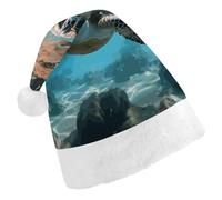 STVNKML Sea Turtle Santa Hat for Adults Christmas Hat Xmas Santa Hats Cap for Costumes Holiday Party Supplies
