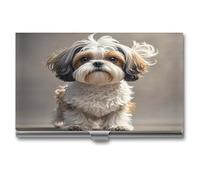 STVNKML Shih Tzu Dog Aluminum Alloy Business Card Holder Case Name Card Holder Slim Wallet Business Card Holder Credit Card Holder for Women Men, style, One Size